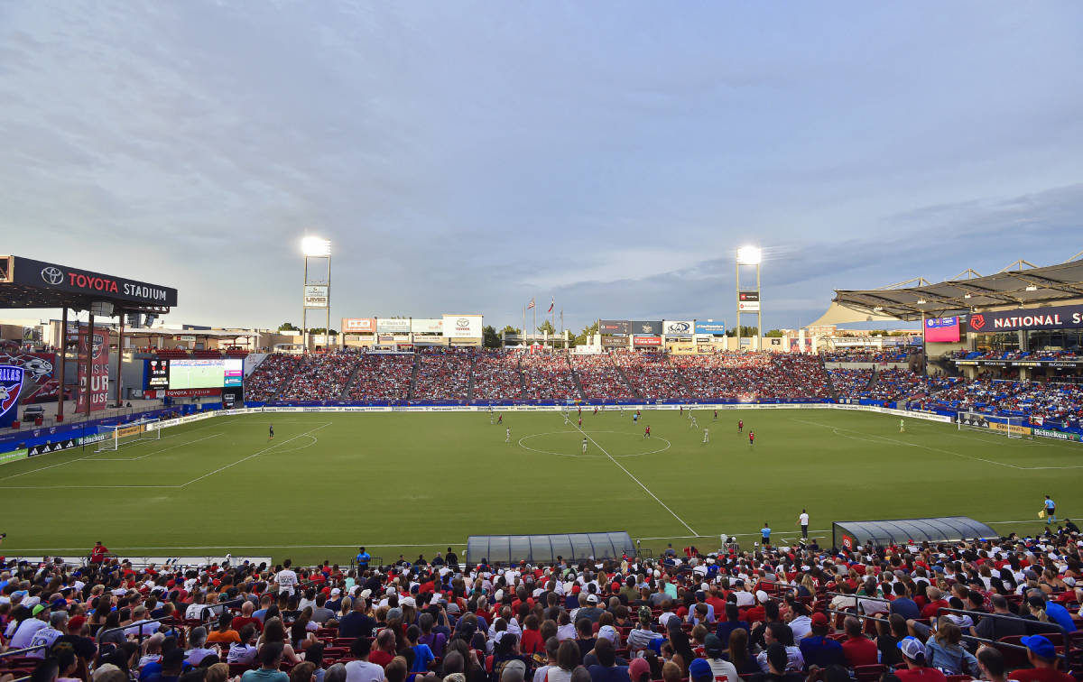 A photo taken in July 2023 showing a general view from inside Toyota Stadium, home of FC Dallas